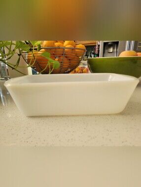 Vintage GLASBAKE J-522 Milk Glass Loaf Pan